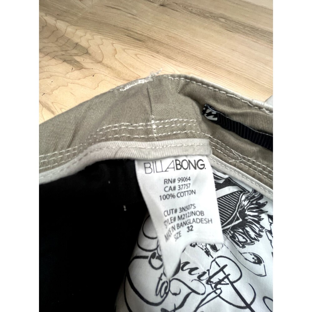 Men’s Billabong Tan Khaki Chino Cargo Pocket Shorts, SIZE 34 Baggy Surf Board - Picture 9 of 10